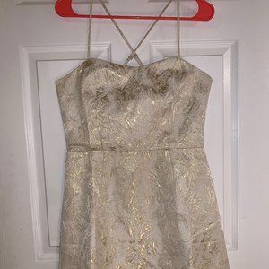 White & Gold Sparkly Cocktail Dress